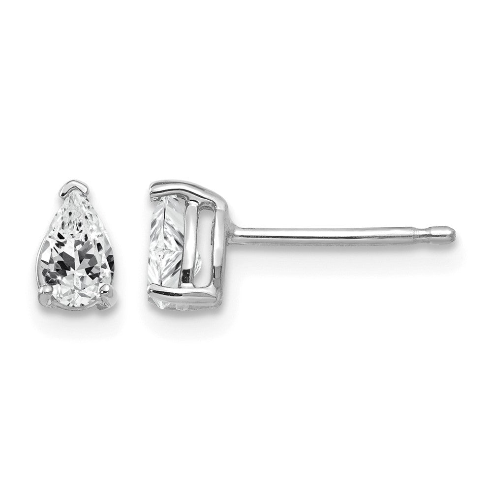 14k White Gold Cubic Zirconia pear stud earring