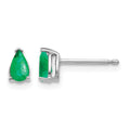 14k White Gold Emerald Earrings