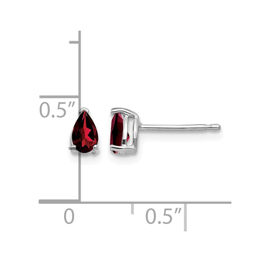 14k White Gold 5x3mm Pear Garnet Earrings