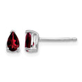 14k White Gold 5x3mm Pear Garnet Earrings