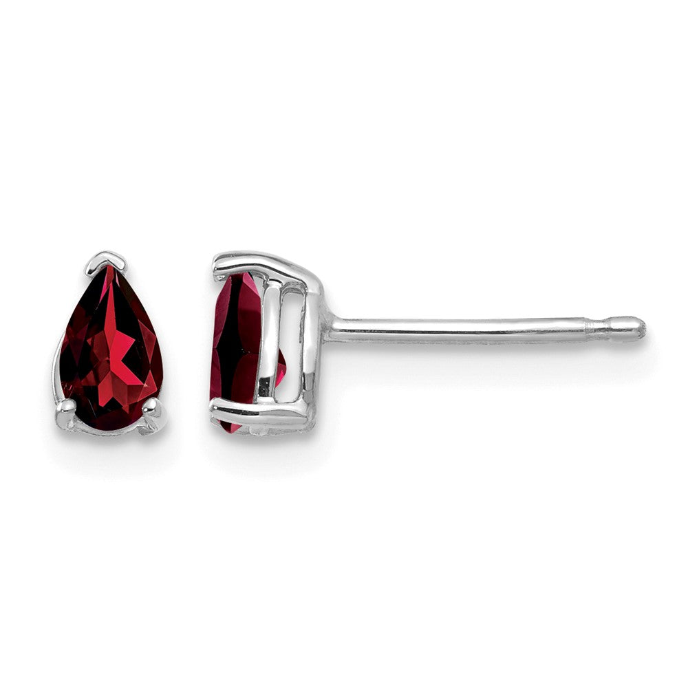14k White Gold 5x3mm Pear Garnet Earrings