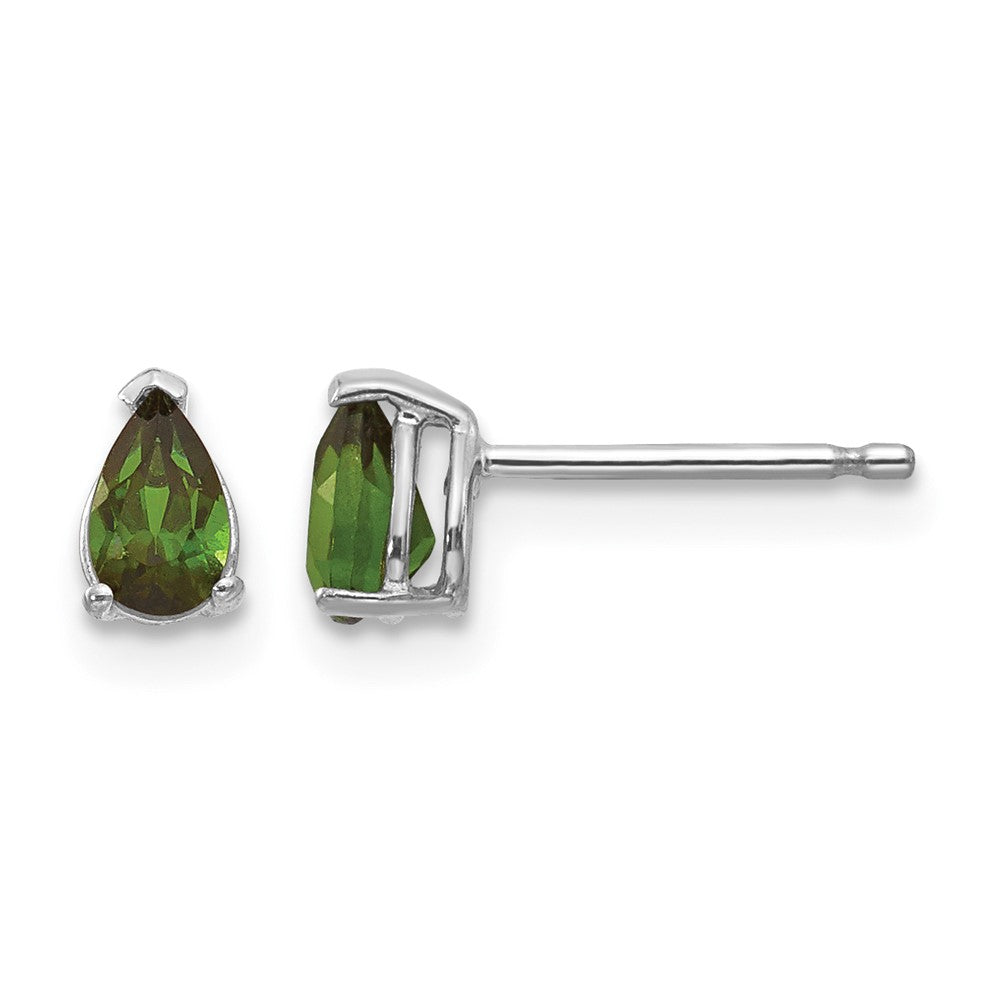 14k White Gold Green Tourmaline Earrings