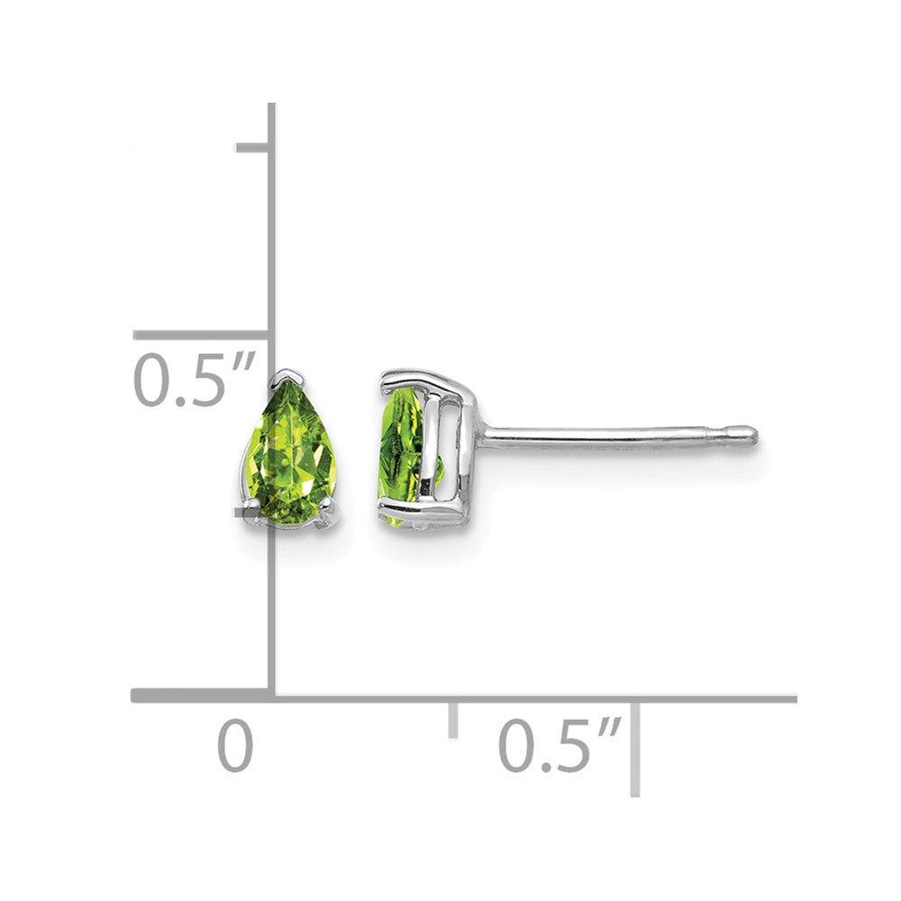 14k White Gold 5x3mm Pear Peridot Earrings
