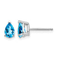 14k White Gold 6x4mm Pear Blue Topaz Earrings