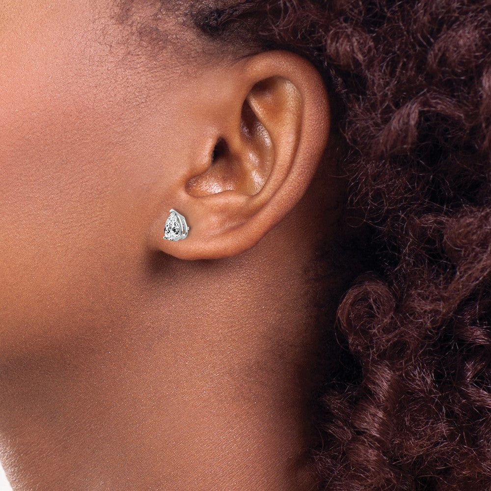 14k White Gold 6x4 Cubic Zirconia Pear Stud Earrings