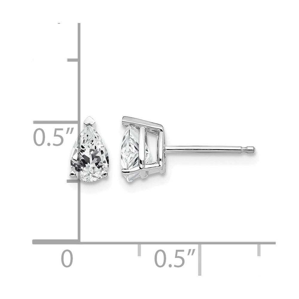 14k White Gold 6x4 Cubic Zirconia Pear Stud Earrings