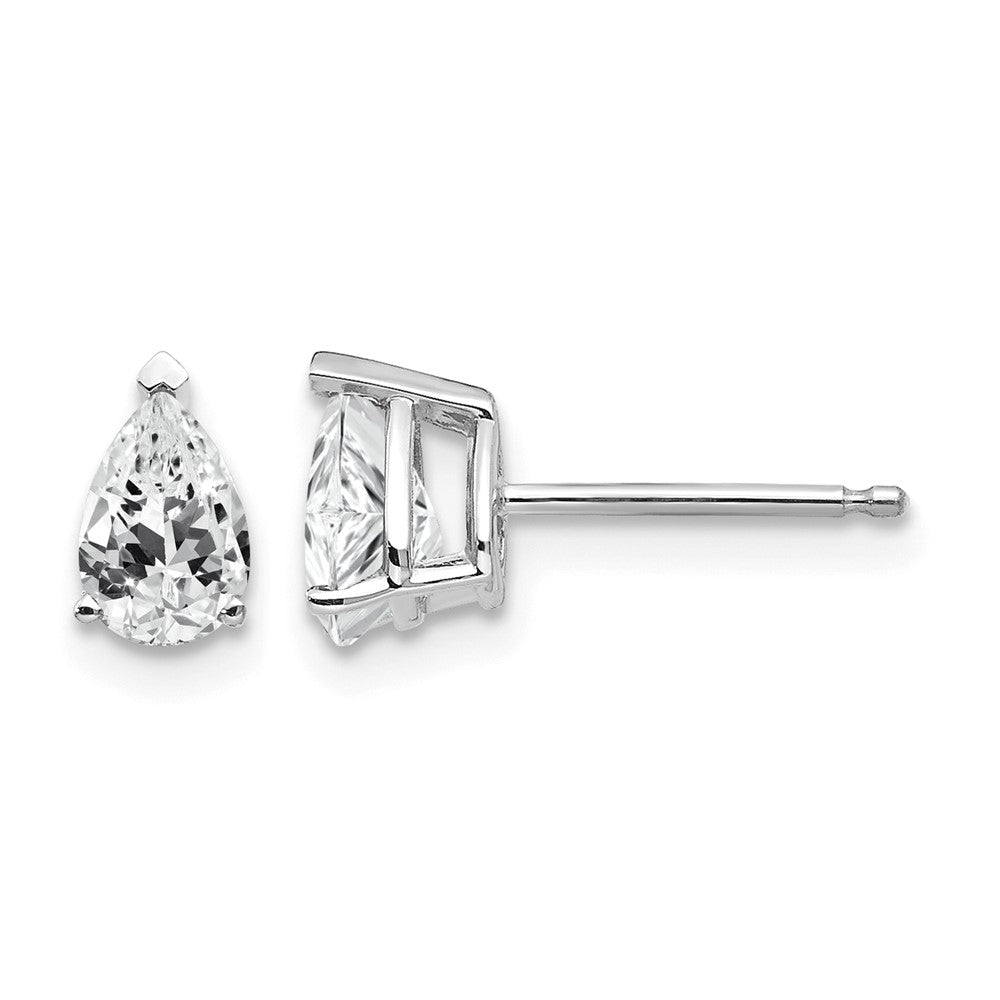 14k White Gold 6x4 Cubic Zirconia Pear Stud Earrings