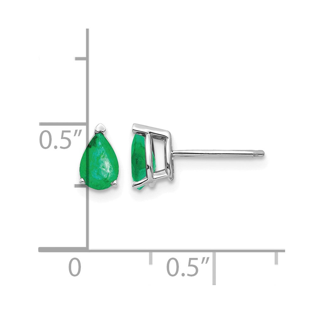 14k White Gold Emerald Earrings