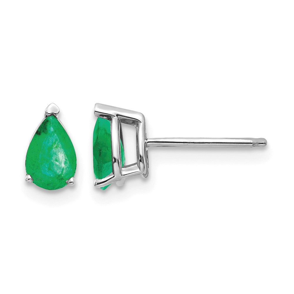 14k White Gold Emerald Earrings