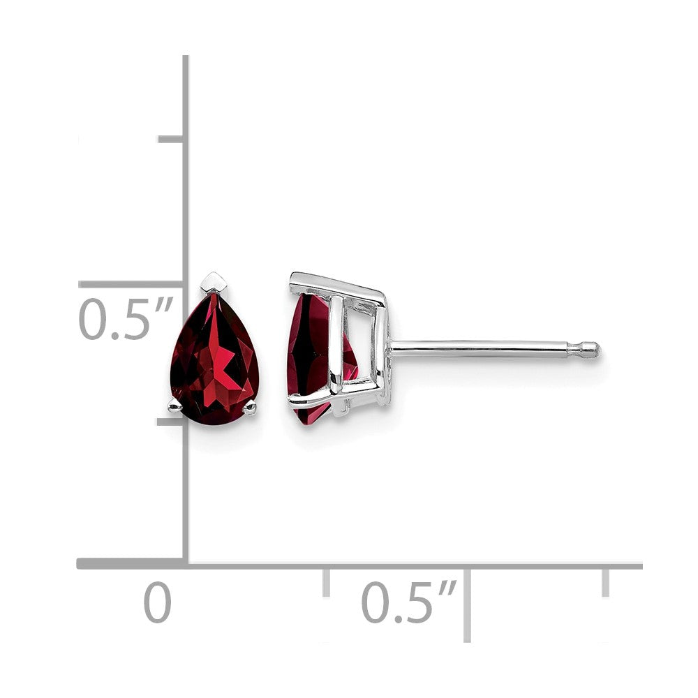 14k White Gold 6x4mm Pear Garnet Earrings