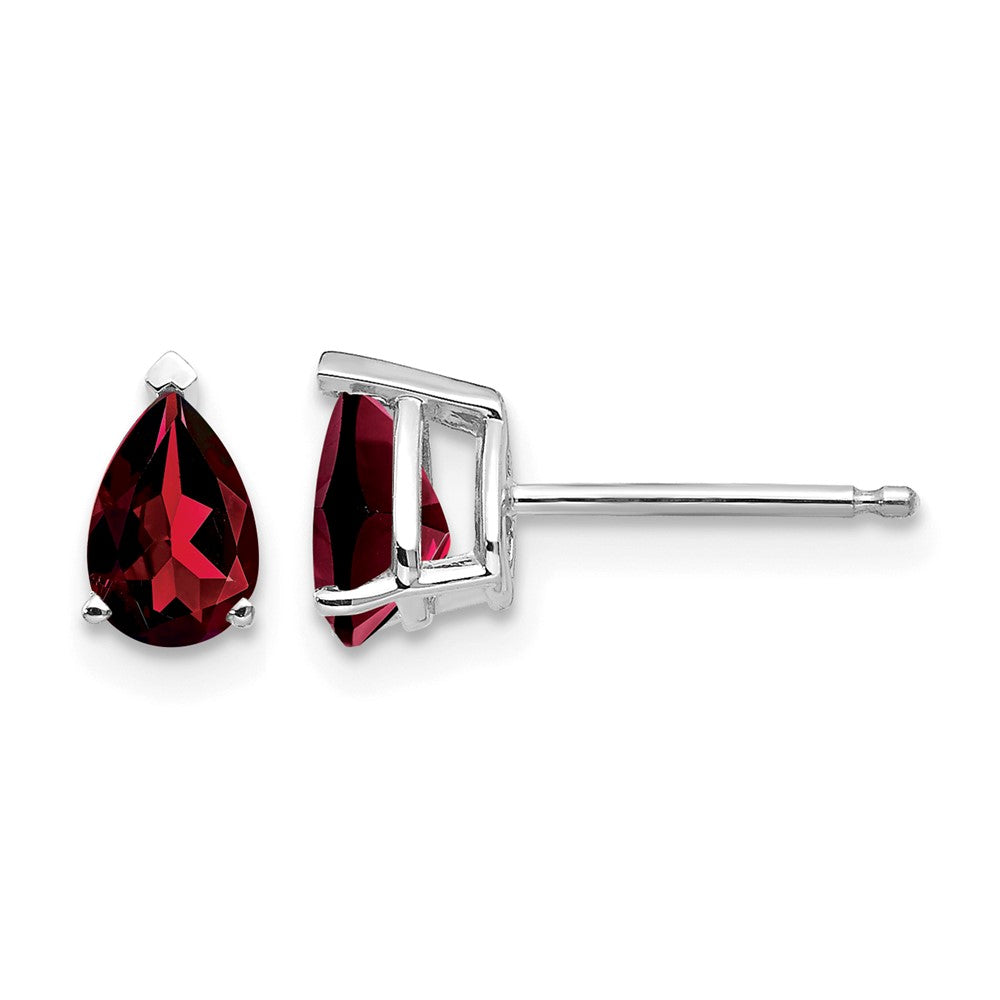 14k White Gold 6x4mm Pear Garnet Earrings