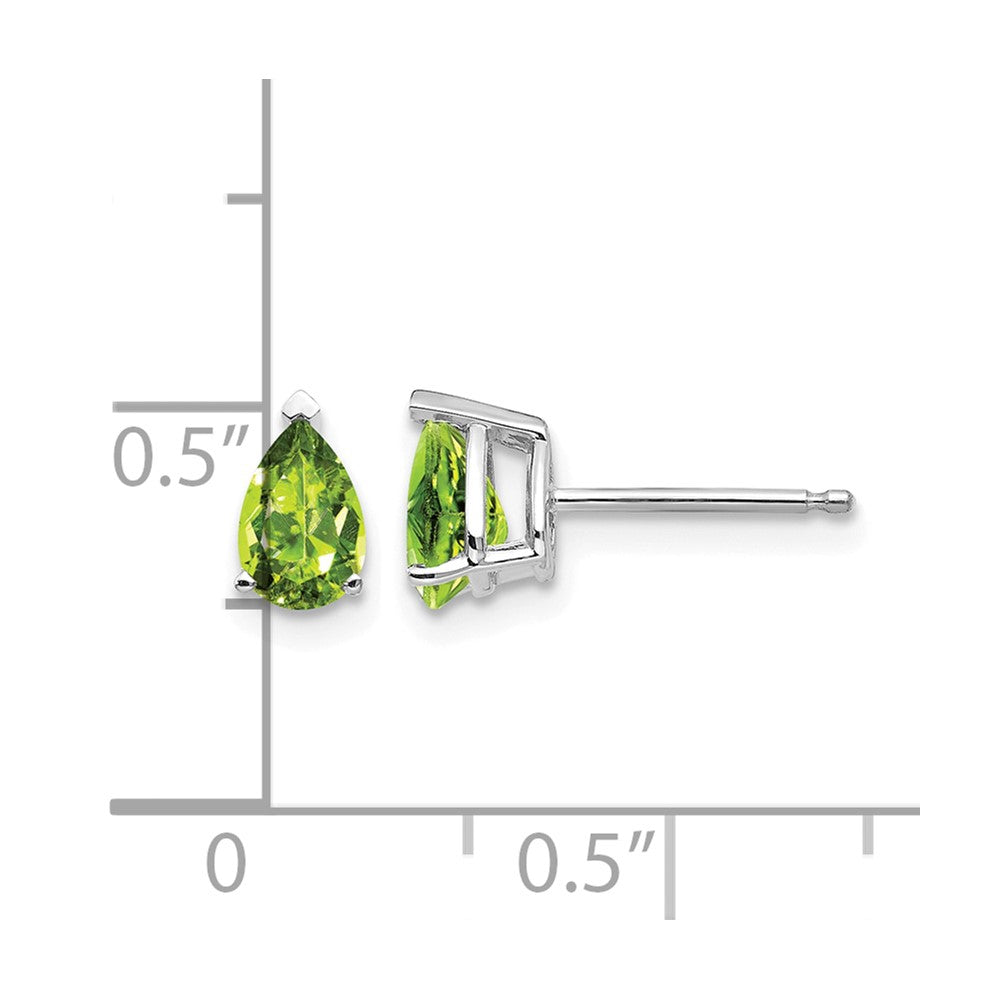 14k White Gold 6x4mm Pear Peridot Earrings