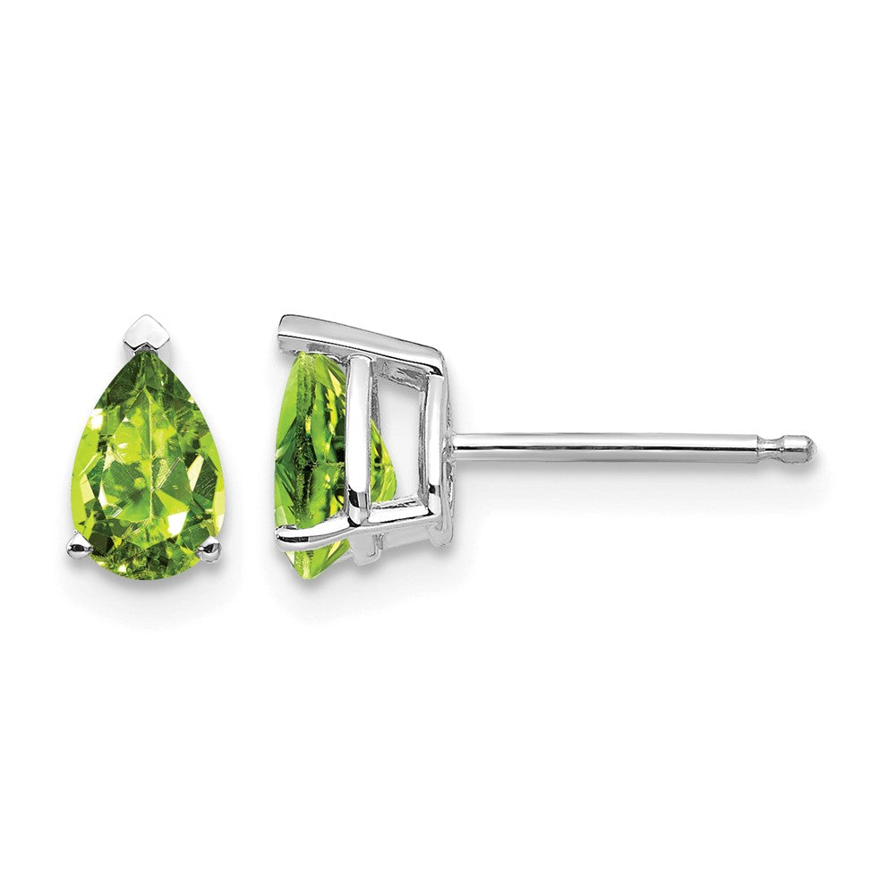 14k White Gold 6x4mm Pear Peridot Earrings
