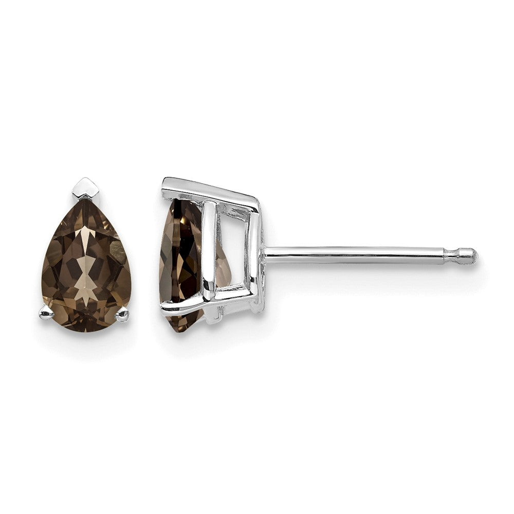 14kw 6x4 Pear Smoky Quartz Earrings