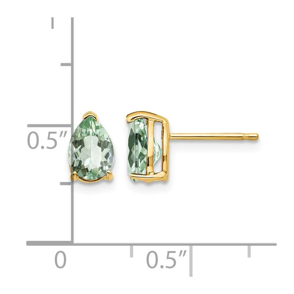 14k 7x5 Pear Green Quartz Earrings