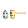 14k 7x5 Pear Green Quartz Earrings