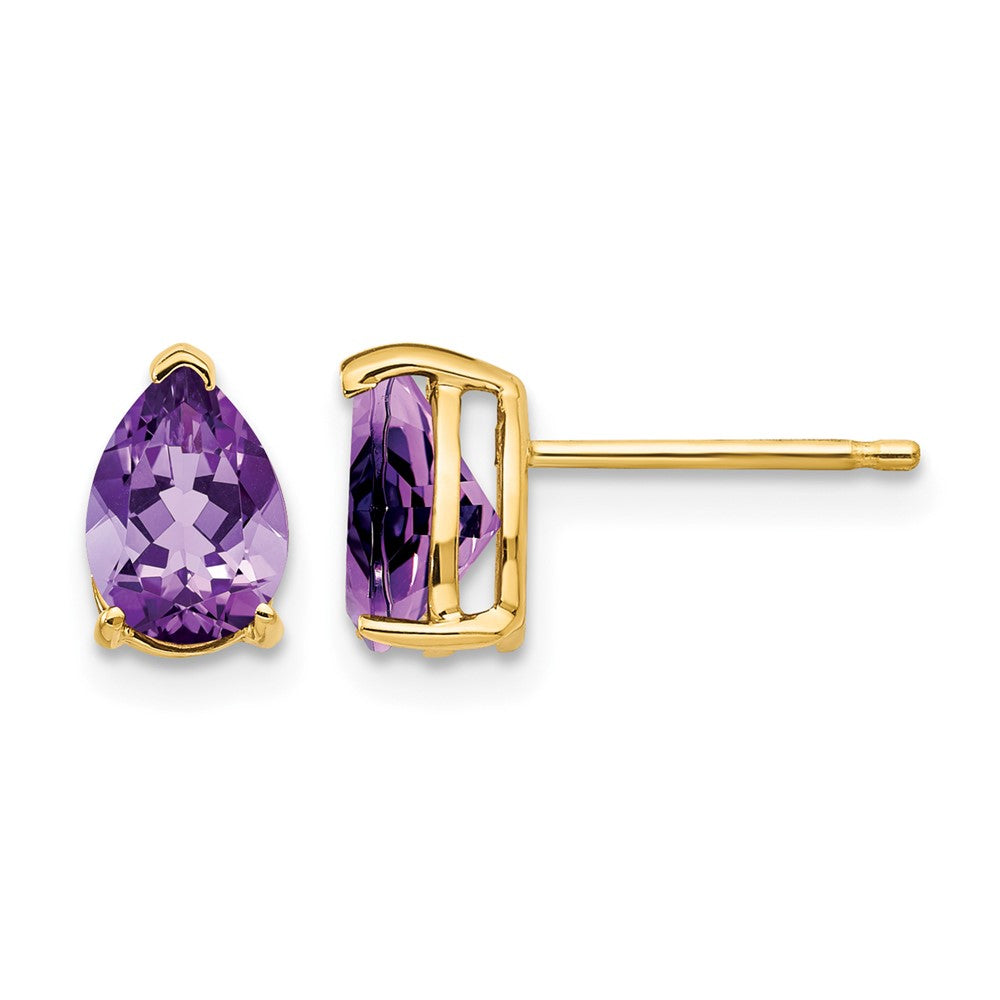 14k 7x5mm Pear Amethyst Earrings