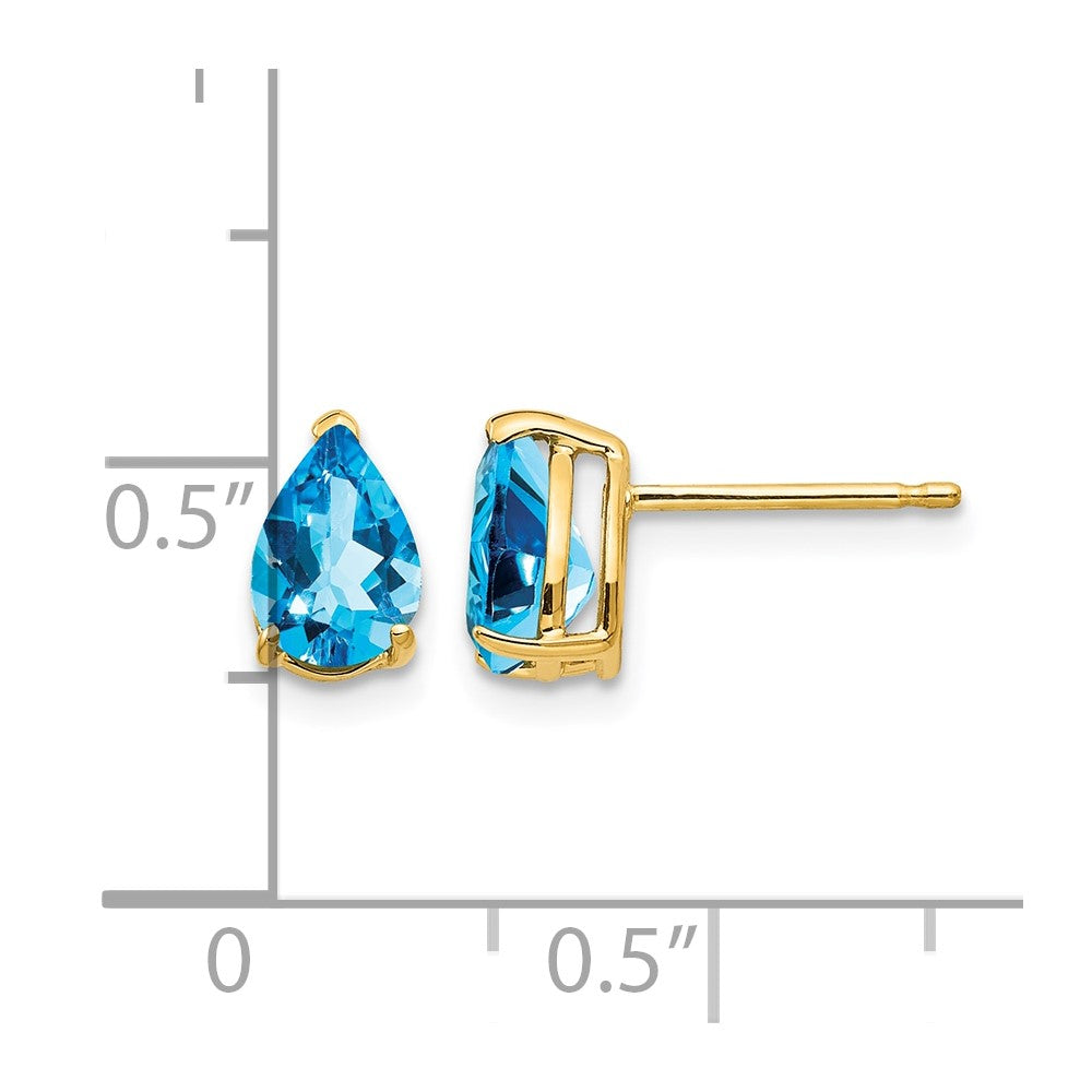 14k 7x5mm Pear Blue Topaz Earrings