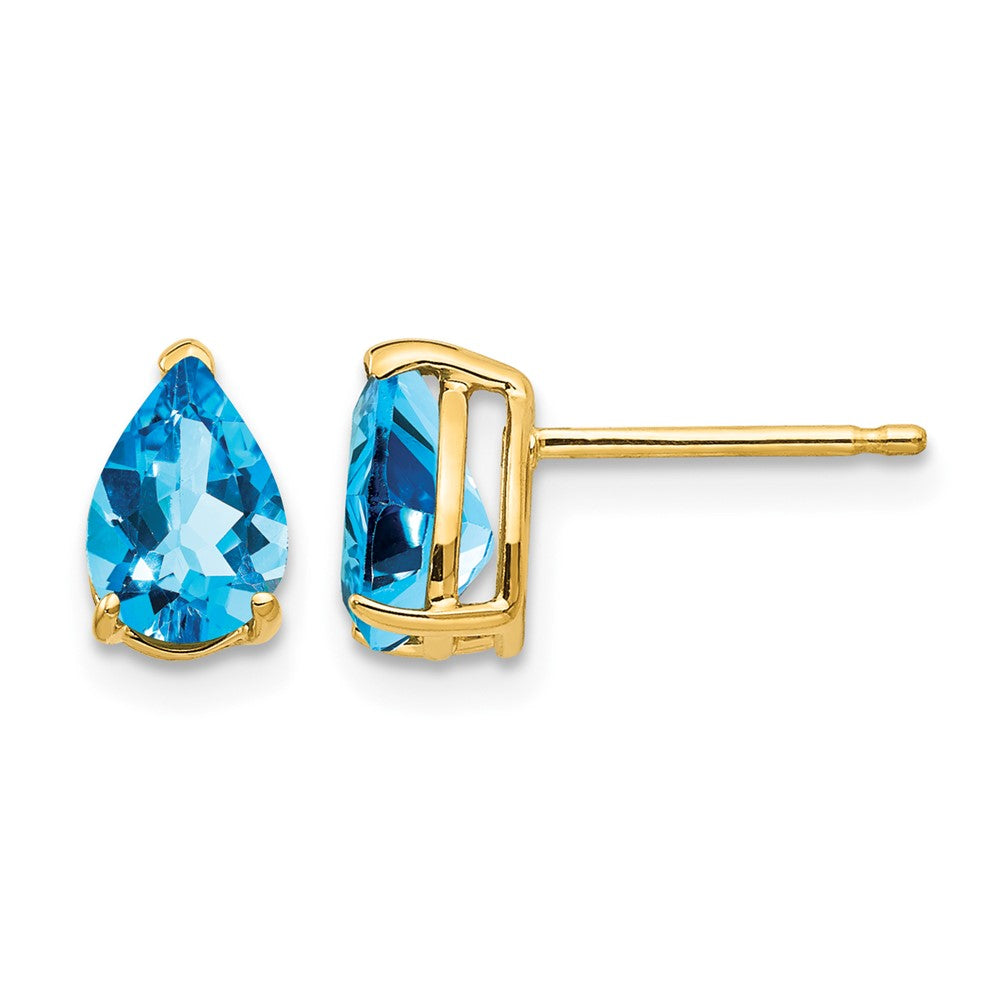 14k 7x5mm Pear Blue Topaz Earrings