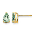 14k 7x5 Pear Checker-Cut Green Quartz Earrings
