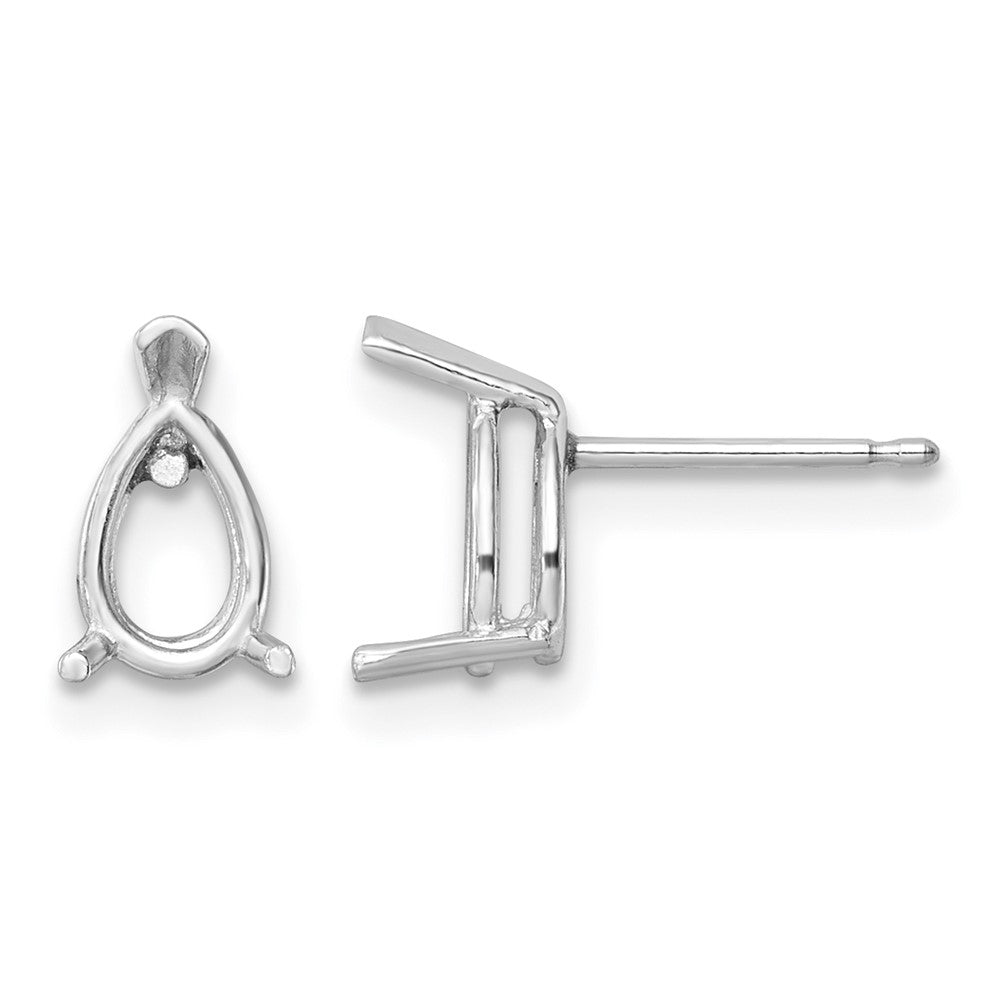 14k White Gold 7x5 Pear Earring Mountings