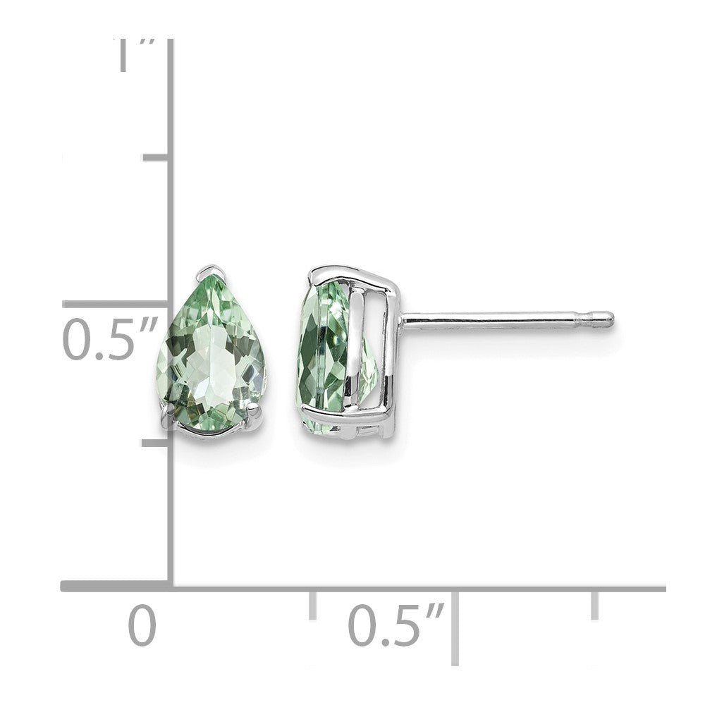 14kw 7x5 Pear Green Quartz Earrings