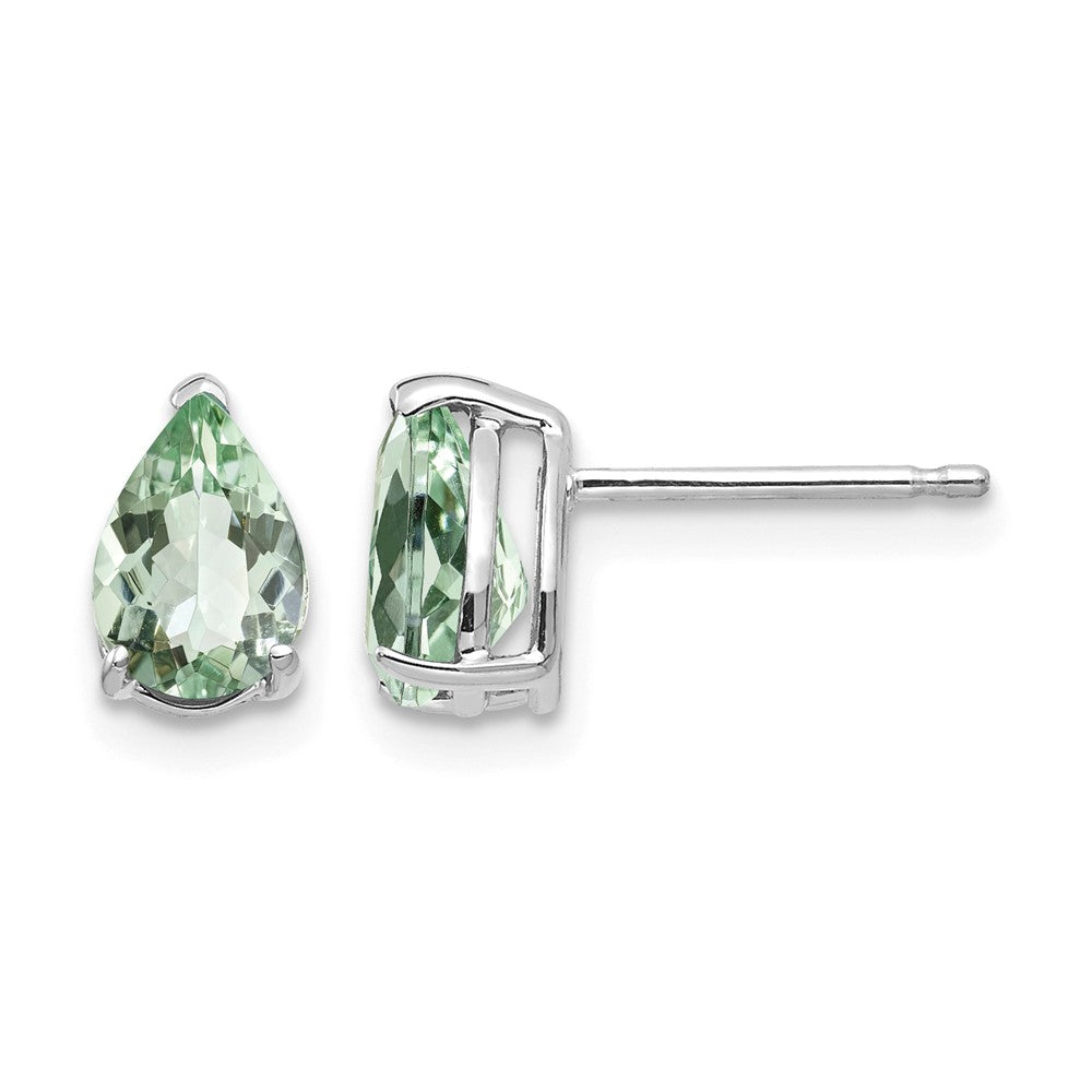 14kw 7x5 Pear Green Quartz Earrings