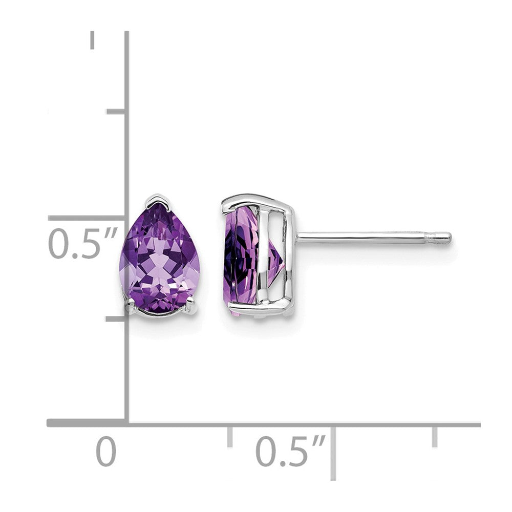 14k White Gold 7x5mm Pear Amethyst Earrings