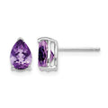 14k White Gold 7x5mm Pear Amethyst Earrings