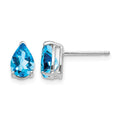 14k White Gold 7x5mm Pear Blue Topaz Earrings