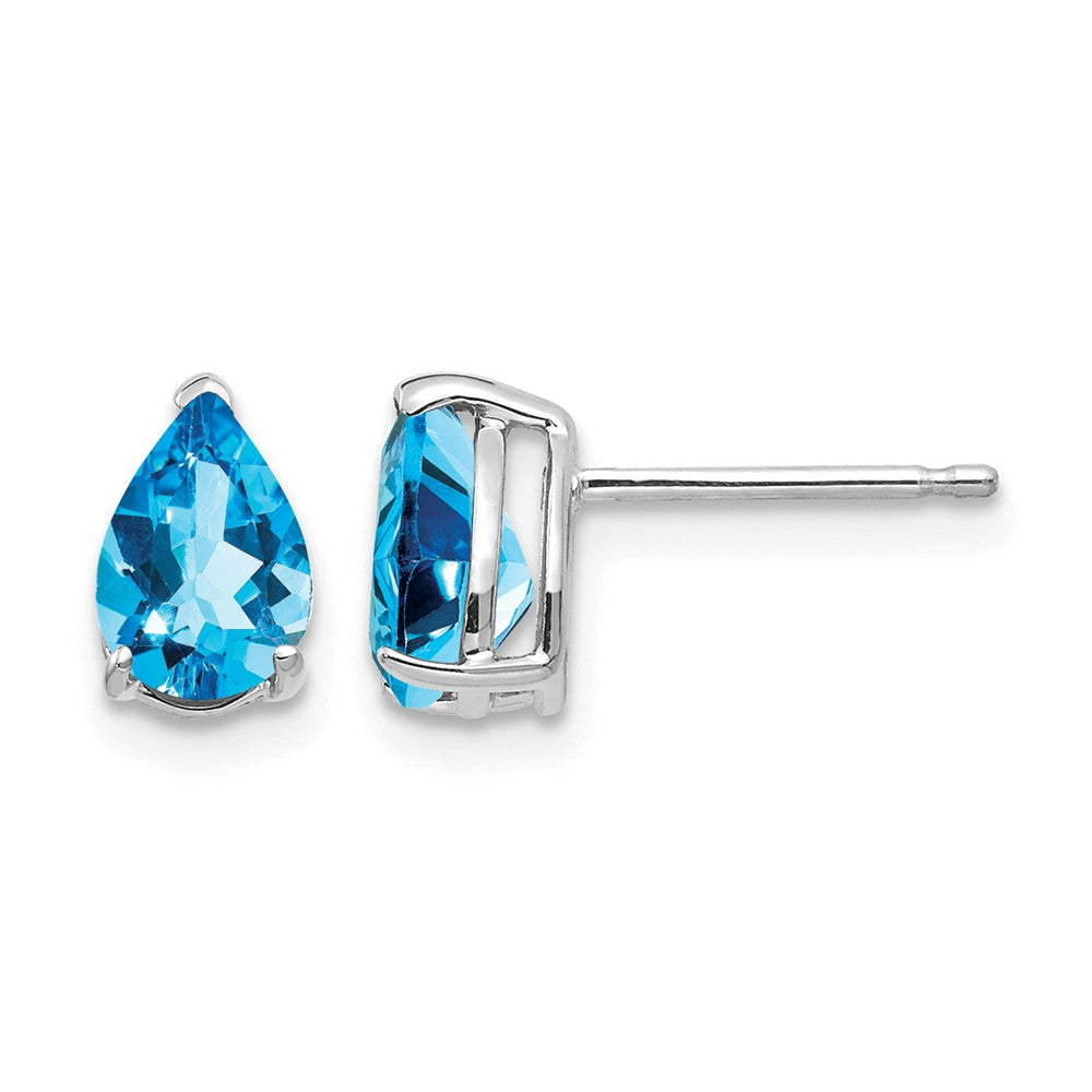 14k White Gold 7x5mm Pear Blue Topaz Earrings