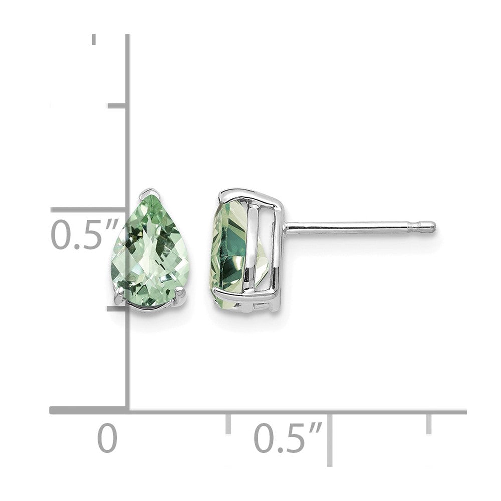 14kw 7x5 Pear Checker-Cut Green Quartz Earrings