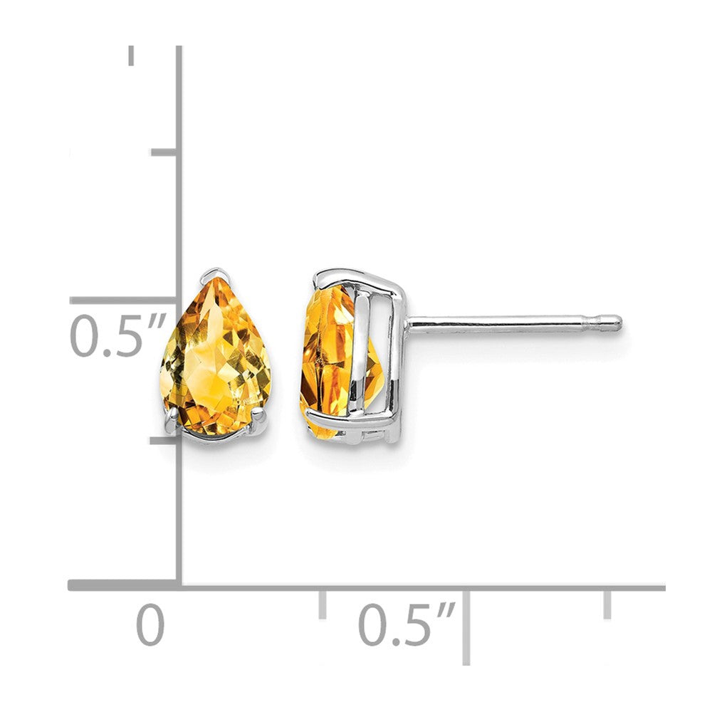 14k White Gold 7x5mm Pear Citrine Earrings