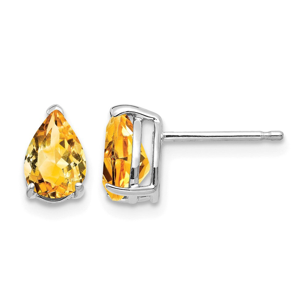14k White Gold 7x5mm Pear Citrine Earrings