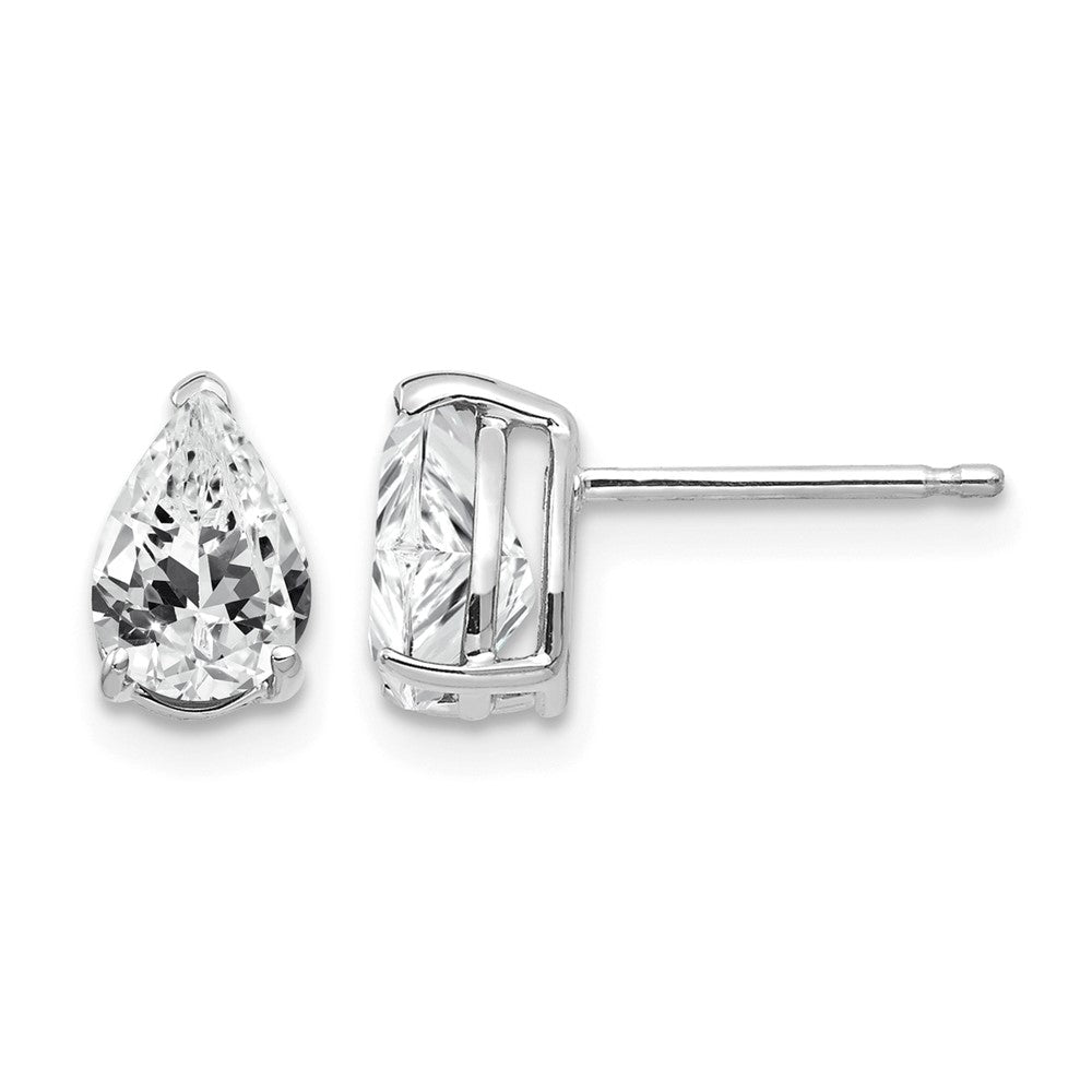 14k White Gold 7x5mm Pear Cubic Zirconia Earrings