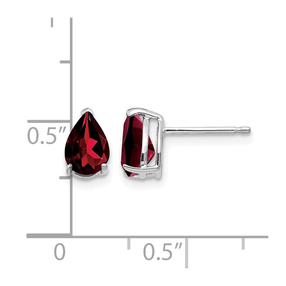 14k White Gold 7x5mm Pear Garnet Earrings