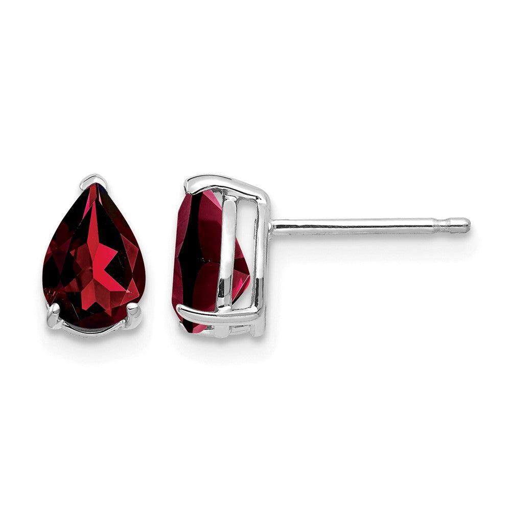 14k White Gold 7x5mm Pear Garnet Earrings