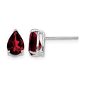 14k White Gold 7x5mm Pear Garnet Earrings