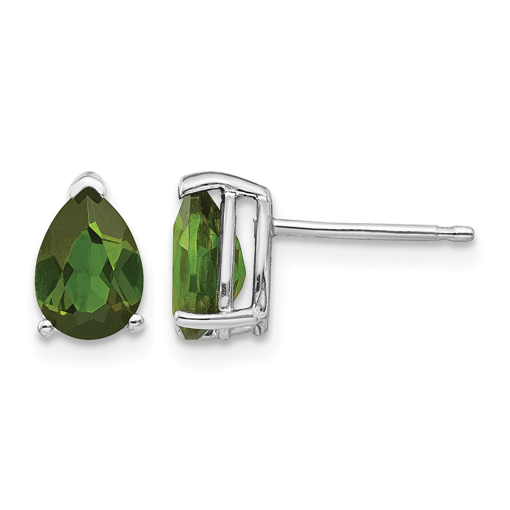 14k White Gold Green Tourmaline Earrings