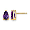 14k 8x5mm Pear Amethyst Checker Earrings