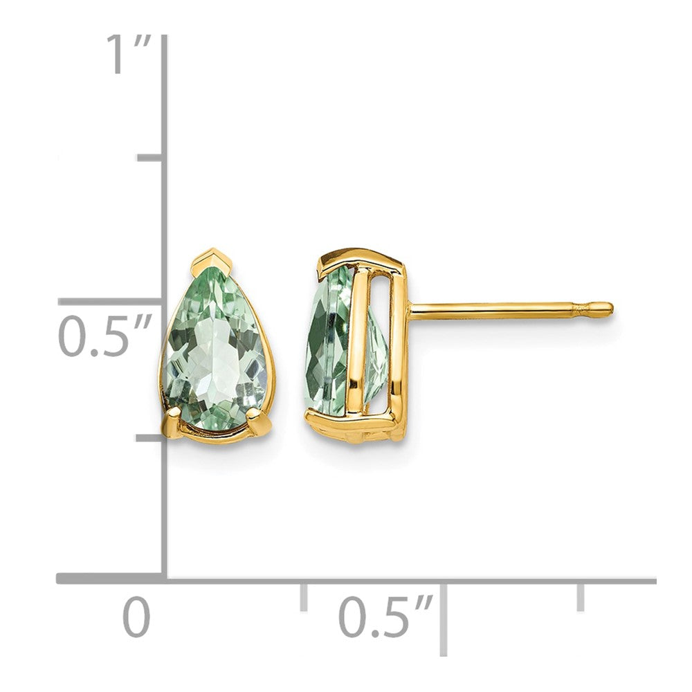 14k 8x5 Pear Green Quartz Earrings