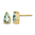 14k 8x5 Pear Green Quartz Earrings