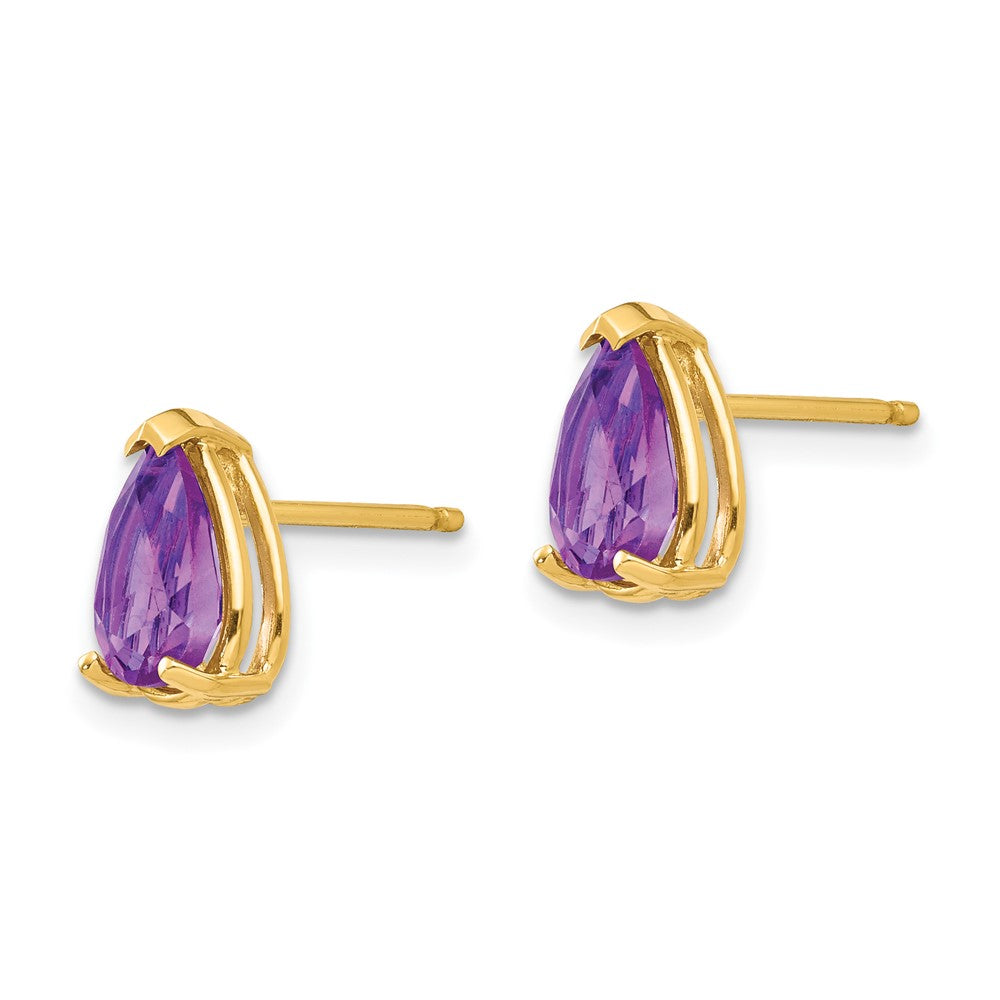 14k 8x5mm Pear Amethyst Earrings