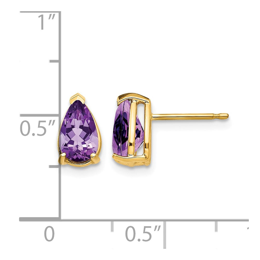 14k 8x5mm Pear Amethyst Earrings