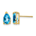 14k 8x5mm Pear Blue Topaz Earrings