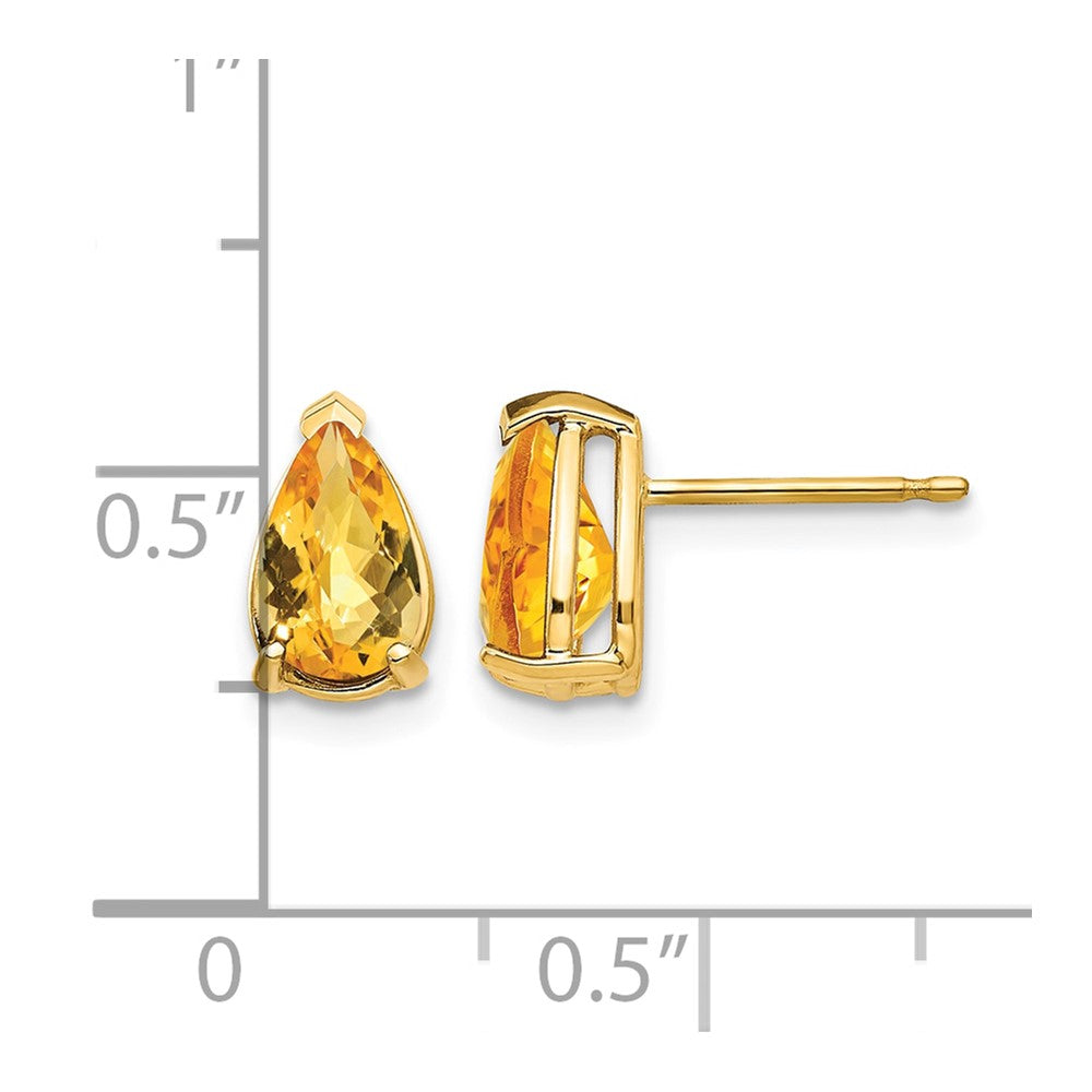 14k 8x5mm Pear Citrine Checker Earrings