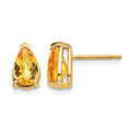 14k 8x5mm Pear Citrine Checker Earrings