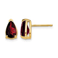14k 8x5mm Pear Garnet Checker Earrings