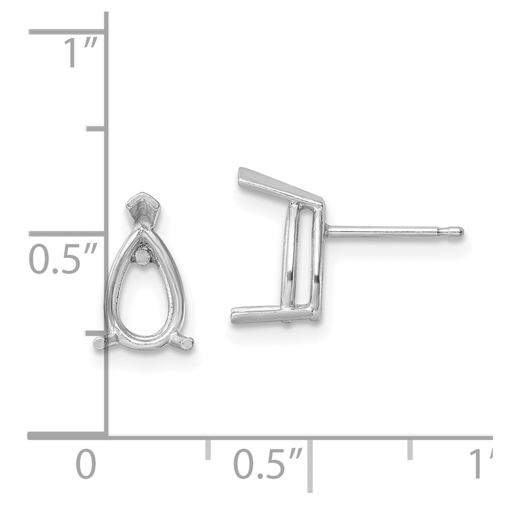 14k White Gold 8x5 Pear Earring Mountings