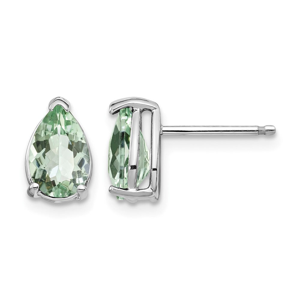 14kw 8x5 Pear Green Quartz Earrings